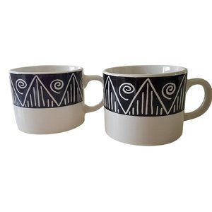 Majecticware By Oneida Black and White Coffee Cups